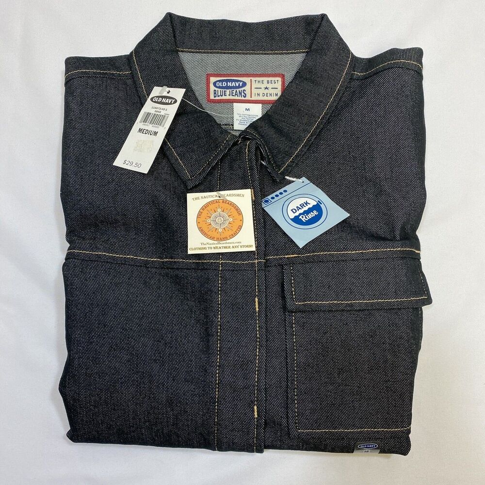 Old Navy Jacket Womens Medium Blue American Preppy Grunge Denim Jeans Coat - Picture 10 of 11